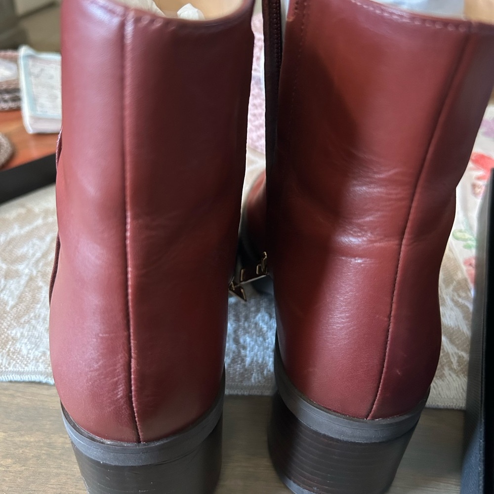 Coach Burgundy Leather Ankle Boots - Picture 3 of 6